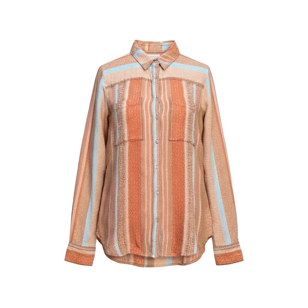 Anthropologie Maeve Calipatria Wool Blend Striped Woven Button Down Top Size 14